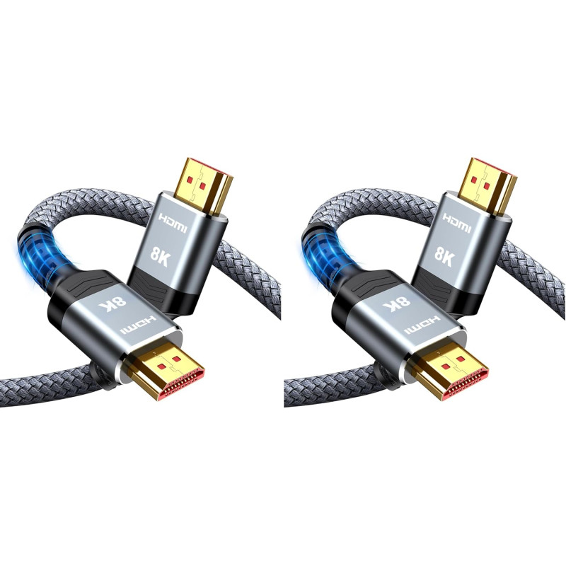 Snowkids 10K 8K Cable HDMI 2M, Ultra Haut Débit 48Gbps 8K@60Hz 4K@120Hz Cordon HDMI 2.1, HDR10+ ARC eARC HDCP 2.2&2.3 Compatible