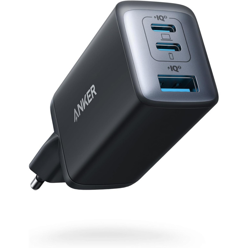 Anker Chargeur USB C (Nano II 65 W), Station 3 Ports, PPS, Rapide, Bloc d'alimentation USB C Compact pour iPhone 17/iPhone 17 Pr