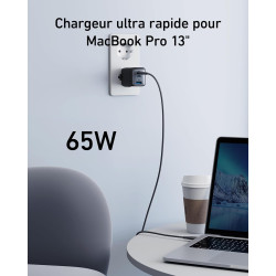 Anker Chargeur USB C (Nano II 65 W), Station 3 Ports, PPS, Rapide, Bloc d'alimentation USB C Compact pour iPhone 17/iPhone 17 Pr