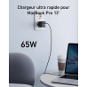Anker Chargeur USB C (Nano II 65 W), Station 3 Ports, PPS, Rapide, Bloc d'alimentation USB C Compact pour iPhone 17/iPhone 17 Pr