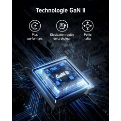 Anker Chargeur USB C (Nano II 65 W), Station 3 Ports, PPS, Rapide, Bloc d'alimentation USB C Compact pour iPhone 17/iPhone 17 Pr