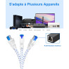 Câble Ethernet 5m, Cat 8 RJ45 1m 2m 3m 5m 10m 20m 30m Cable Réseau, Cat8 40Gbps 2000MHz Gigabit S/FTP Nylon Câble Internet Lan p