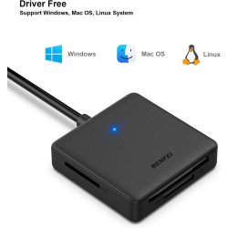 Lecteur de Carte mémoire, BENFEI 4 in 1 USB-C vers SD Adaptateur de Lecteur de Carte SD Micro SD MS CF, Compatible avec iPhone 1