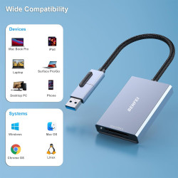 BENFEI Lecteur de Carte SD 4.0, Lecteur de Carte mémoire USB-C/USB-A 2-en-1, pour SDXC, SDHC, SD, MMC, RS-MMC, Micro SDXC, Micro
