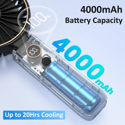 Rintea Mini Ventilateur Portable, 6 vitesses avec Écran LED, Rechargeable USB-C, Silencieux Petit Ventilateur de Bureau pour voy