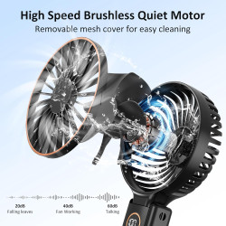 Rintea Mini Ventilateur Portable, 6 vitesses avec Écran LED, Rechargeable USB-C, Silencieux Petit Ventilateur de Bureau pour voy