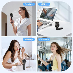Rintea Mini Ventilateur Portable, 6 vitesses avec Écran LED, Rechargeable USB-C, Silencieux Petit Ventilateur de Bureau pour voy