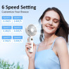 Rintea Mini Ventilateur Portable, 6 vitesses avec Écran LED, Rechargeable USB-C, Silencieux Petit Ventilateur de Bureau pour voy
