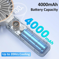 Rintea Mini Ventilateur Portable, 6 vitesses avec Écran LED, Rechargeable USB-C, Silencieux Petit Ventilateur de Bureau pour voy