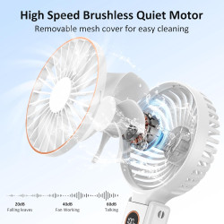 Rintea Mini Ventilateur Portable, 6 vitesses avec Écran LED, Rechargeable USB-C, Silencieux Petit Ventilateur de Bureau pour voy