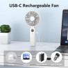 Rintea Mini Ventilateur Portable, 6 vitesses avec Écran LED, Rechargeable USB-C, Silencieux Petit Ventilateur de Bureau pour voy