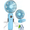 Rintea Mini Ventilateur Portable, 6 vitesses avec Écran LED, Rechargeable USB-C, Silencieux Petit Ventilateur de Bureau pour voy
