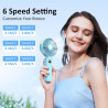 Rintea Mini Ventilateur Portable, 6 vitesses avec Écran LED, Rechargeable USB-C, Silencieux Petit Ventilateur de Bureau pour voy