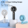 Rintea Mini Ventilateur Portable, 6 vitesses avec Écran LED, Rechargeable USB-C, Silencieux Petit Ventilateur de Bureau pour voy