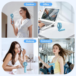 Rintea Mini Ventilateur Portable, 6 vitesses avec Écran LED, Rechargeable USB-C, Silencieux Petit Ventilateur de Bureau pour voy