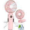 Rintea Mini Ventilateur Portable, 6 vitesses avec Écran LED, Rechargeable USB-C, Silencieux Petit Ventilateur de Bureau pour voy