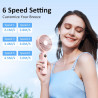 Rintea Mini Ventilateur Portable, 6 vitesses avec Écran LED, Rechargeable USB-C, Silencieux Petit Ventilateur de Bureau pour voy