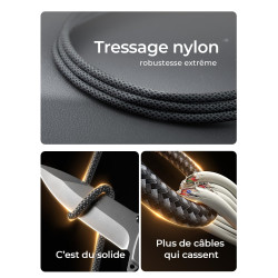 LISEN 240W Cable USB C Charge Rapide, 2m PD 5A Cable USB C vers USB C Câble USBC Chargeur Nylon Tressé pour iPhone 17 16 Samsung