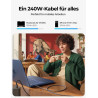 LISEN 240W Cable USB C Charge Rapide, 2m+2m PD 5A Cable USB C vers USB C Câble Chargeur USBC Nylon Tressé pour iPhone 17 16 Sams