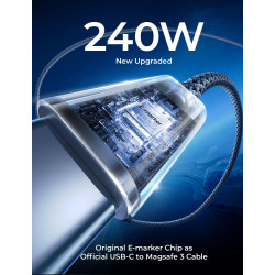 LISEN 240W Cable USB C Charge Rapide, 1m+1m PD 5A Cable USB C vers USB C Câble Chargeur USBC Nylon Tressé pour iPhone 17 16 Sams