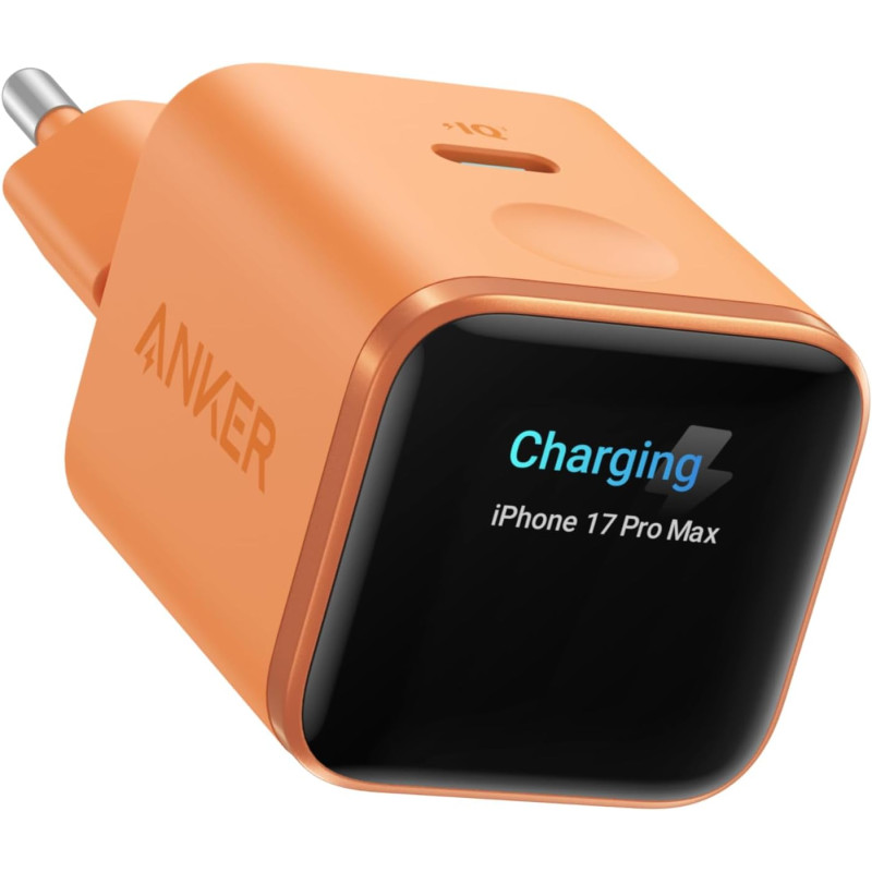 Anker Chargeur USB C à écran Intelligent 45W Nano, Recharge Rapide, Chargeur avec Reconnaissance Intelligente, Mode Care, Compac