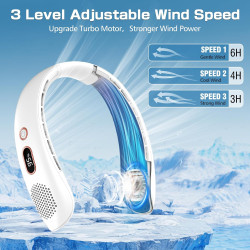 YAZEKY Ventilateur de Cou,Portable USB Ventilateur de cou sans lame Silencieux avec flux d’air à 360°,3 Vitesses Rechargeable Mi