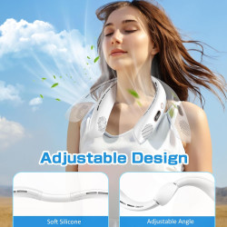YAZEKY Ventilateur de Cou,Portable USB Ventilateur de cou sans lame Silencieux avec flux d’air à 360°,3 Vitesses Rechargeable Mi
