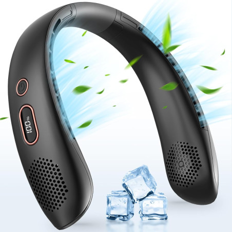 YAZEKY Ventilateur de Cou,Portable USB Ventilateur de cou sans lame Silencieux avec flux d’air à 360°,3 Vitesses Rechargeable Mi