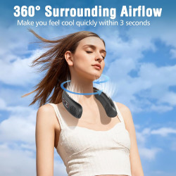 YAZEKY Ventilateur de Cou,Portable USB Ventilateur de cou sans lame Silencieux avec flux d’air à 360°,3 Vitesses Rechargeable Mi