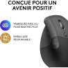 Logitech lift souris ergonomique verticale, sans fil, bleutooth ou récepteur usb logi bolt, silencieuse, 4 boutons, compatible a