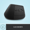 Logitech lift souris ergonomique verticale, sans fil, bleutooth ou récepteur usb logi bolt, silencieuse, 4 boutons, compatible a
