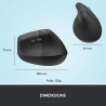 Logitech lift souris ergonomique verticale, sans fil, bleutooth ou récepteur usb logi bolt, silencieuse, 4 boutons, compatible a