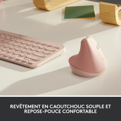 Logitech lift souris ergonomique verticale, sans fil, bleutooth ou récepteur usb logi bolt, silencieuse, 4 boutons, compatible a