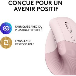 Logitech lift souris ergonomique verticale, sans fil, bleutooth ou récepteur usb logi bolt, silencieuse, 4 boutons, compatible a
