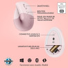 Logitech lift souris ergonomique verticale, sans fil, bleutooth ou récepteur usb logi bolt, silencieuse, 4 boutons, compatible a