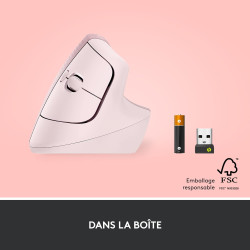 Logitech lift souris ergonomique verticale, sans fil, bleutooth ou récepteur usb logi bolt, silencieuse, 4 boutons, compatible a