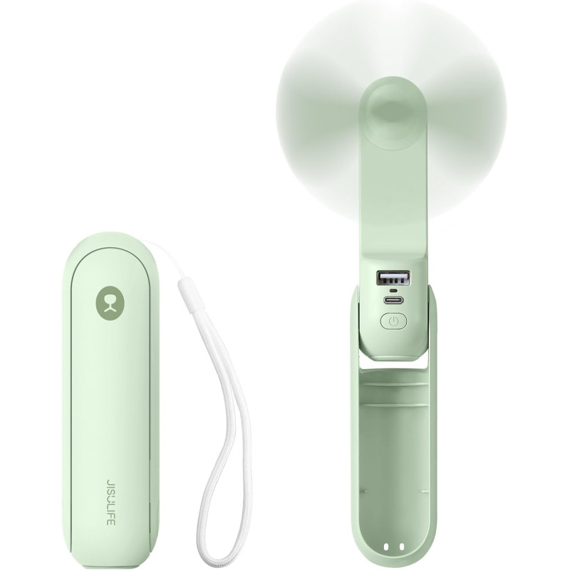JISULIFE Ventilateur de Poche, Mini Ventilateur à Main Portable, à Piles Rechargeables par USB [14-21 heures], Ventilateur Perso