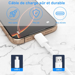 USB C Cable Quick Charge 3A, [1M/Pack of 2] Type to USB C Cable for iPhone 17 16 15 /Air/Plus/Pro Max, for Samsung Galaxy S22/S2