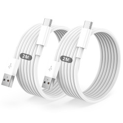 USB C Cable Quick Charge 3A, [2M/Pack of 2] Type to USB C Cable for iPhone 17 16 15 /Air/Plus/Pro Max, for Samsung Galaxy S22/S2