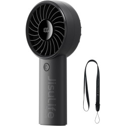 JISULIFE Mini ventilateur portable 5000 mAh avec vent puissant, mini ventilateur rechargeable par USB avec affichage numérique, 