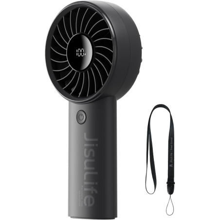 JISULIFE Mini ventilateur portable 5000 mAh avec vent puissant, mini ventilateur rechargeable par USB avec affichage numérique, 