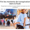 JISULIFE Mini ventilateur portable 5000 mAh avec vent puissant, mini ventilateur rechargeable par USB avec affichage numérique, 