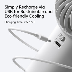 JISULIFE Mini ventilateur portable 3600 mAh avec vent puissant, mini ventilateur rechargeable par USB avec affichage numérique, 