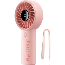 JISULIFE Mini ventilateur portable 5000 mAh avec vent puissant, mini ventilateur rechargeable par USB avec affichage numérique, 