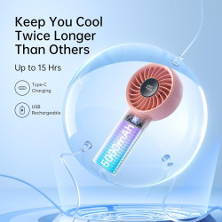JISULIFE Mini ventilateur portable 5000 mAh avec vent puissant, mini ventilateur rechargeable par USB avec affichage numérique, 