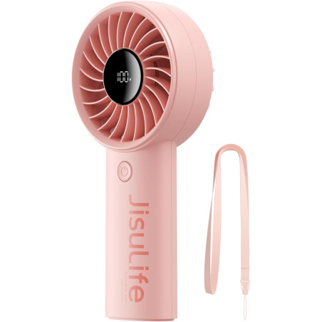 JISULIFE Mini ventilateur portable 3600 mAh avec vent puissant, mini ventilateur rechargeable par USB avec affichage numérique, 