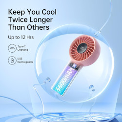 JISULIFE Mini ventilateur portable 3600 mAh avec vent puissant, mini ventilateur rechargeable par USB avec affichage numérique, 