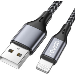 RAVIAD Câble iPhone Chargeur iPhone, [Certifié MFi] Fil Lightning Nylon Tressé Ultra Résistant pour Phone 14/13/12/11/Pro/X/XS/X