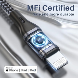 RAVIAD Câble iPhone Chargeur iPhone, [Certifié MFi] Fil Lightning Nylon Tressé Ultra Résistant pour Phone 14/13/12/11/Pro/X/XS/X