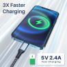 RAVIAD Câble iPhone Chargeur iPhone, [Certifié MFi] Fil Lightning Nylon Tressé Ultra Résistant pour Phone 14/13/12/11/Pro/X/XS/X